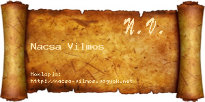 Nacsa Vilmos névjegykártya